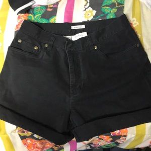 Black high waisted cotton shorts